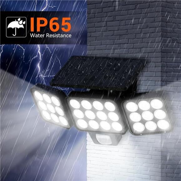 Solar Outdoor Motion Sensor Lights 3500LM LED Flood Lights Waterproof Yard - Picture 5 of 7